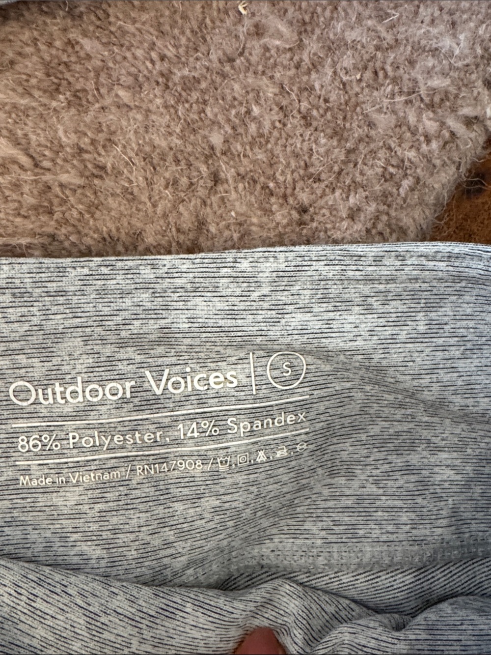 Outdoor Voices Heather Gray Sports Bra and High-Waist Bike Shorts Set - Picture 2 of 3